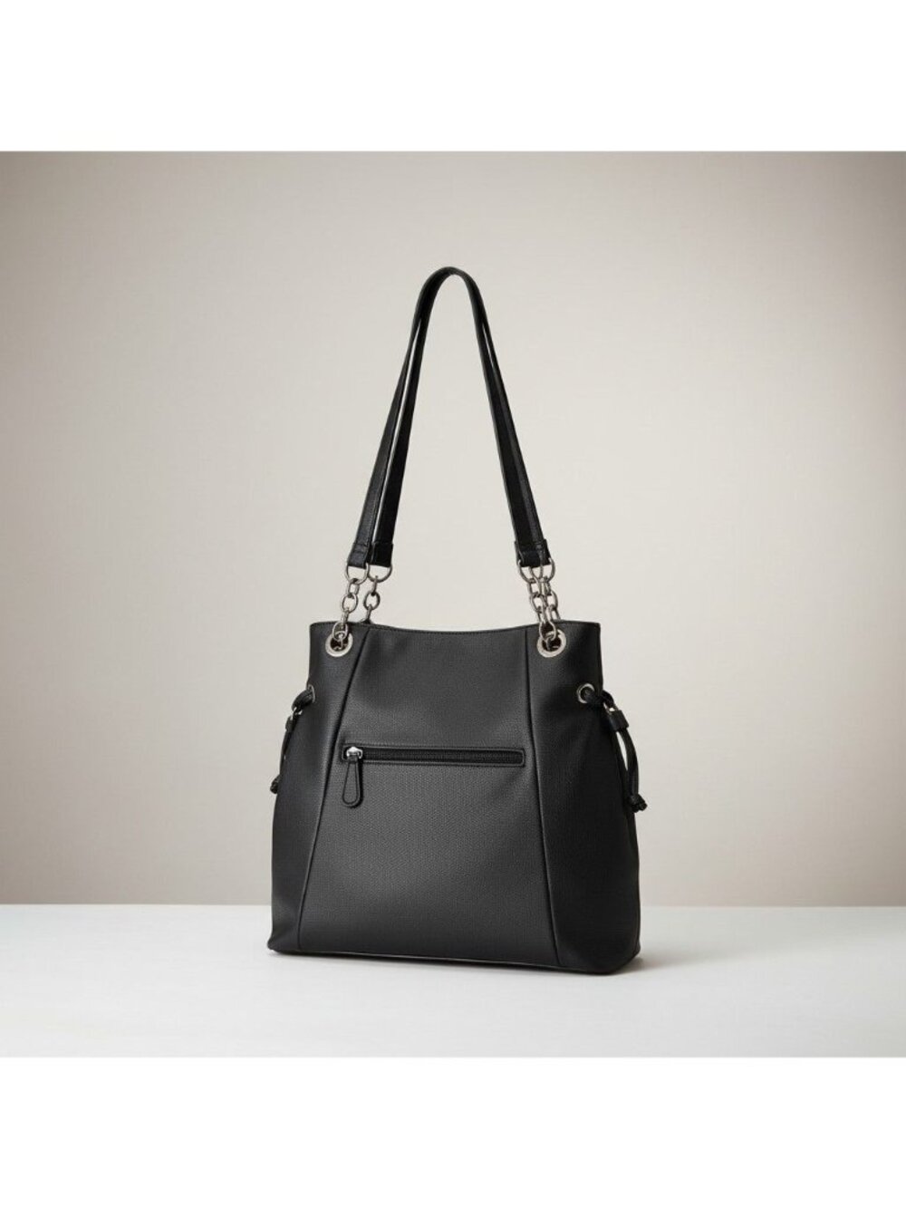 Nicole Miller Black Leather Shoulder Bag - Y2K edgy yet classic Grunge Chic 90's - Picture 3 of 15